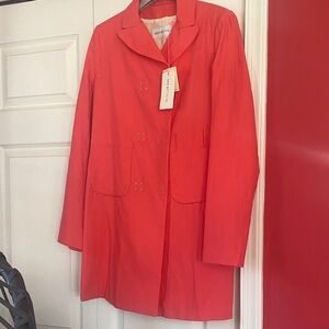 See By Chloé Coral-Red Double-Breasted Trench Coat